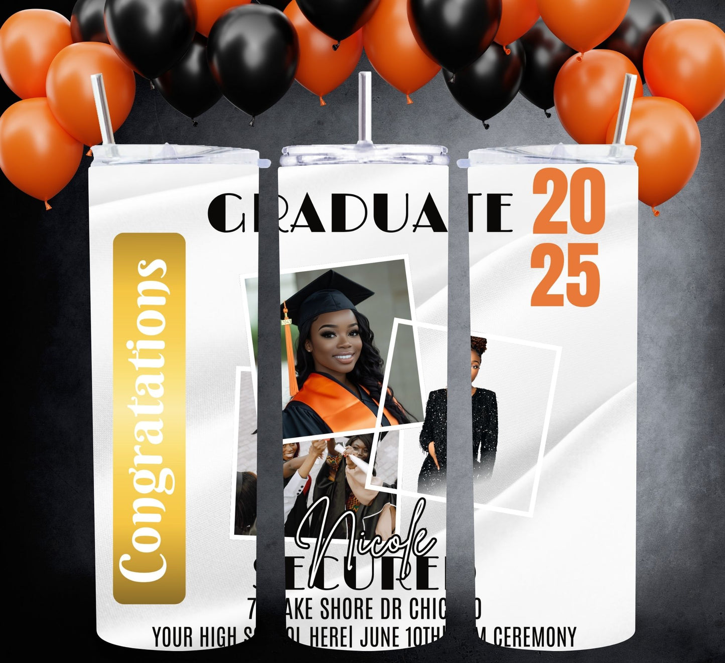 2025 Graduation Tumbler Canva Editable Template