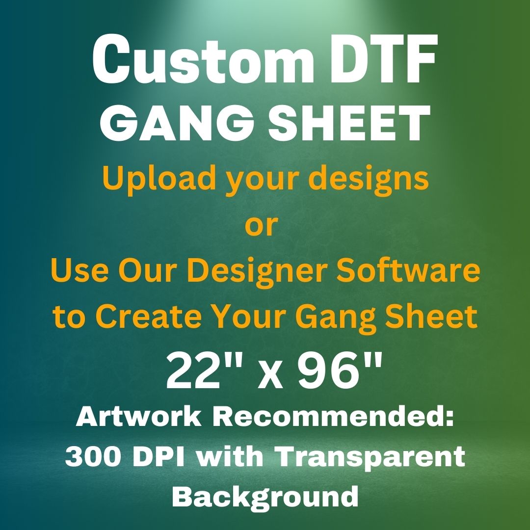 96 height x 22 wide Gang Sheet Custom DTF Transfer Wholesale