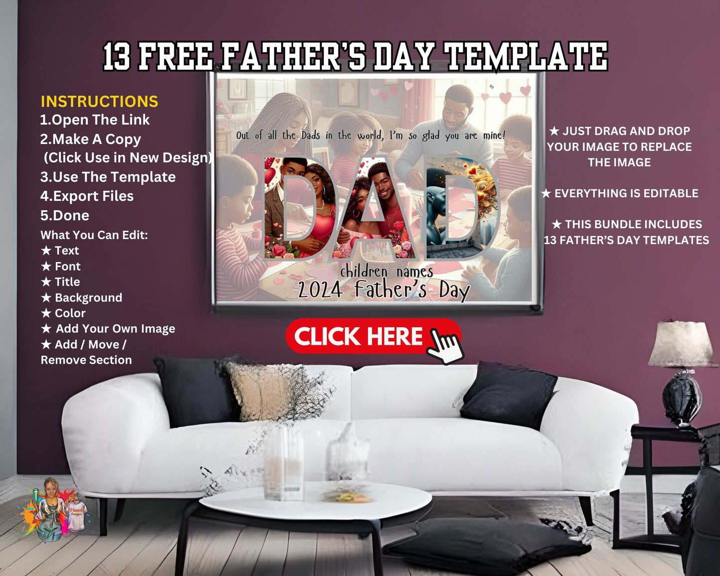 Father's Day Editable Photo Frame Template