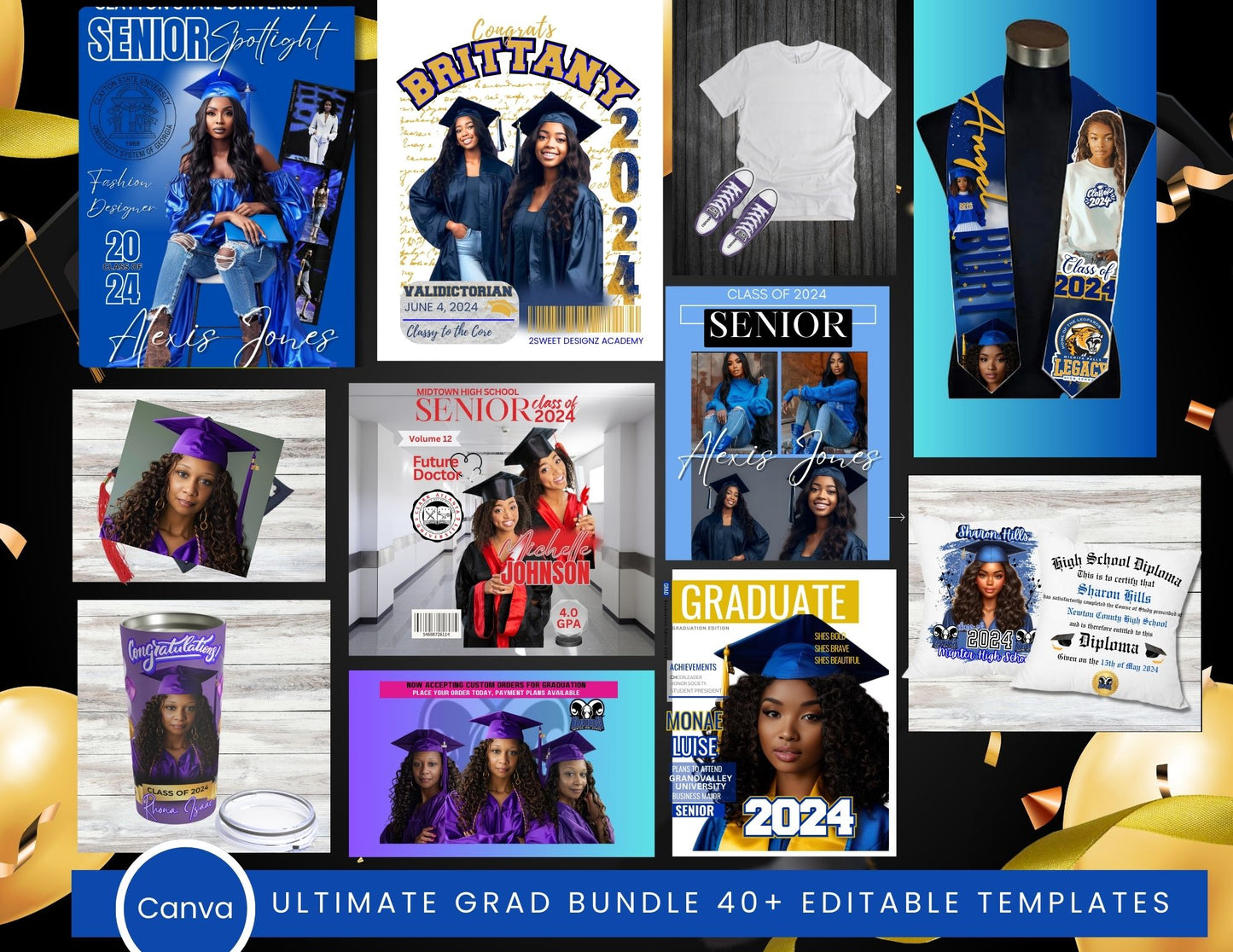 Ultimate Grad Bundle: 40+ Editable Canva Templates for Crafters - Comprehensive Kit! (PLR)