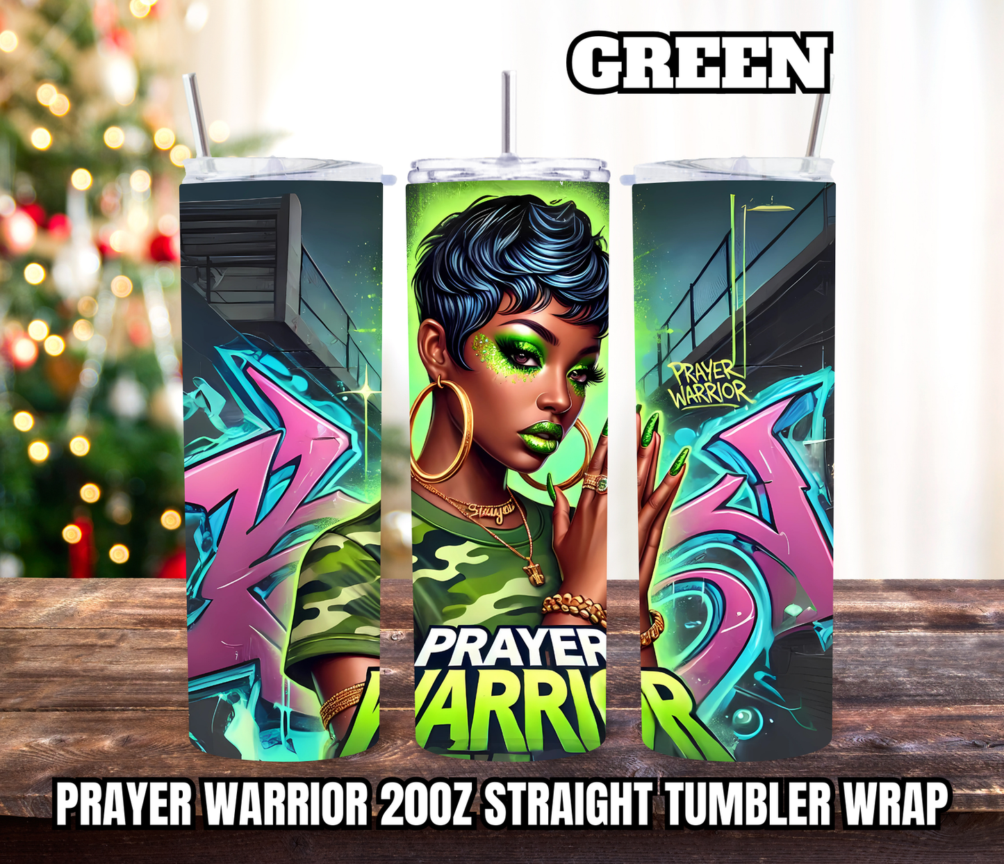 Prayer Warrior 20oz Tumbler Wraps - Straight