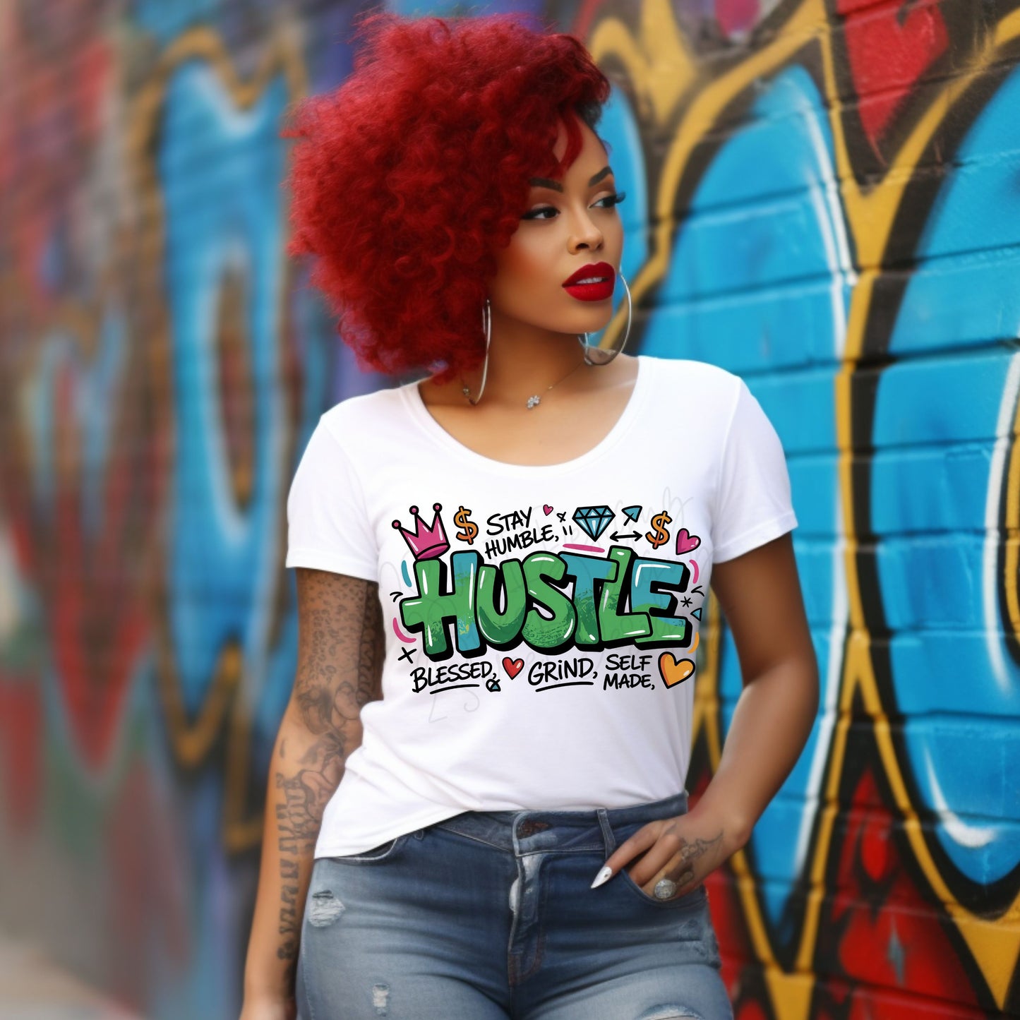 Hustle Graffiti png| Self-Made png| Grind png| Stay Humble png| Boss Lady png| Humble png| Blessed png| Sublimation Design| DTF Design