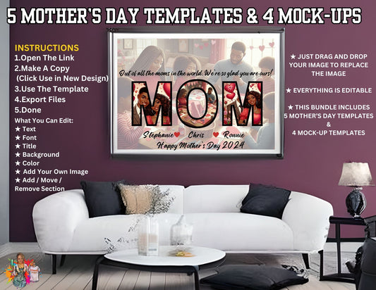 Mother's Day Photo Template Bundle & Mock-ups