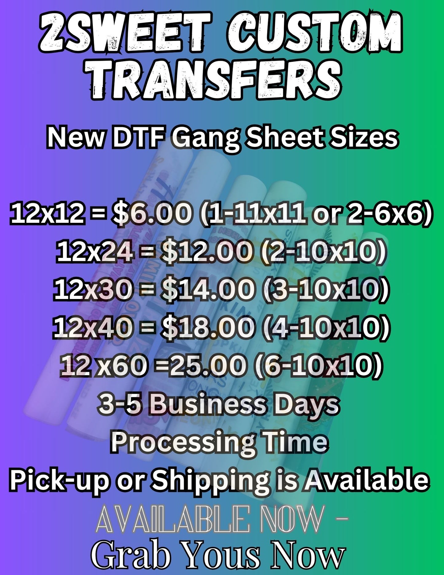 CUSTOM Broncos 22x60 GANGSHEET *DTF* transfers –