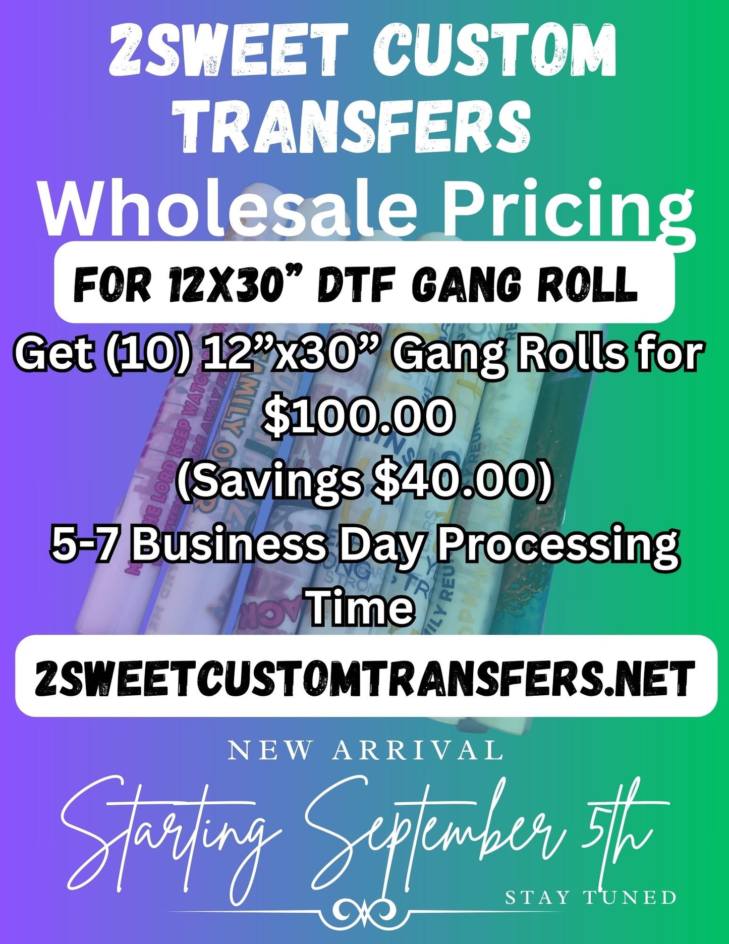 12" Custom DTF Gang Sheets