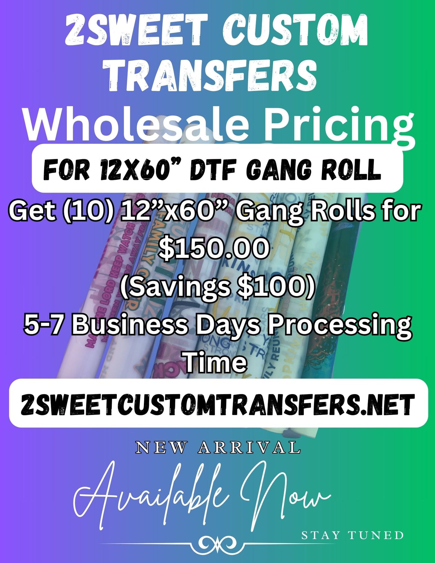 12" Custom DTF Gang Sheets