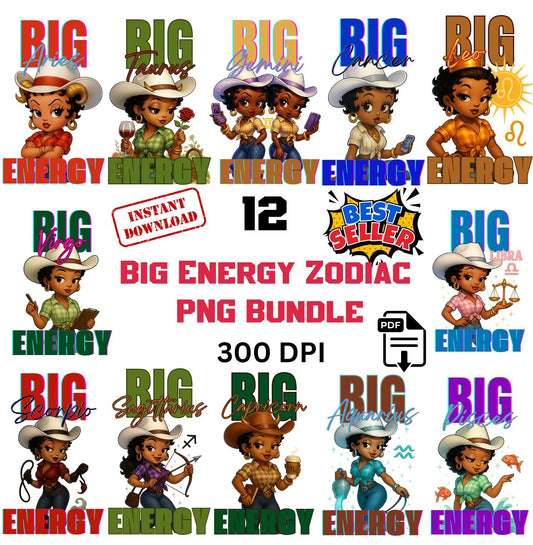 Cowgirl Big Energy Zodiac DTF Transfer