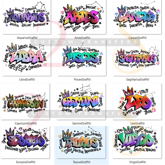 Zodiac Graffiti DTF Transfer
