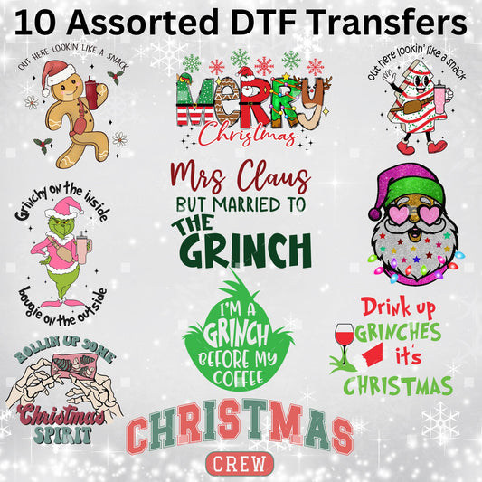 Christmas Bundle of 10 DTF Transfers